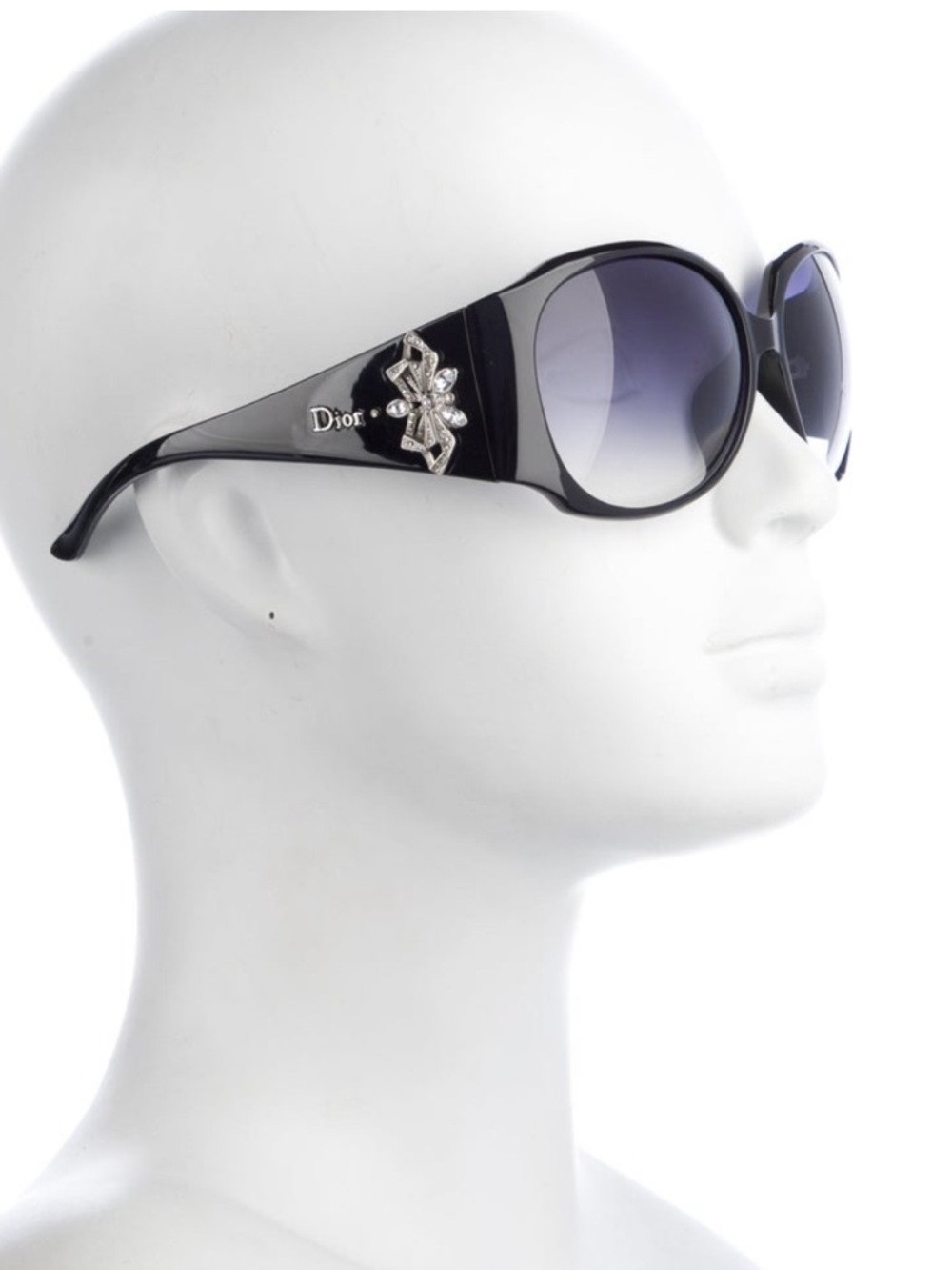 Dior FROUFROUF Swarovski Crystals Black Sunglasses with Blue Gradient Lenses